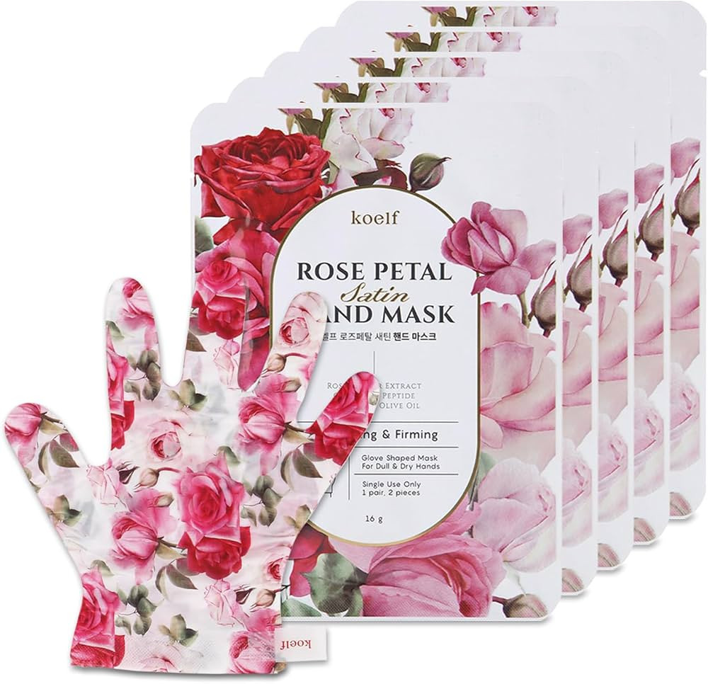 PETITFEE Rose Petal Satin Hand Mask (5pairs) - Intensive Nourishing, Moisturizing Gloves, Rose Sc... | Amazon (US)