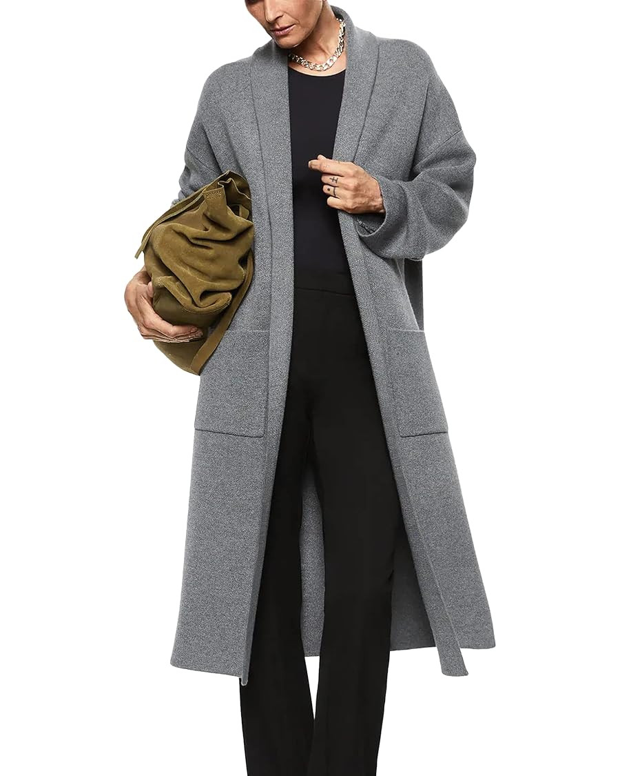 Womens Long Sleeve Maxi Cardigan Open Front Oversized Knitted Sweater Coat Casual Lapel Warm Over... | Amazon (US)