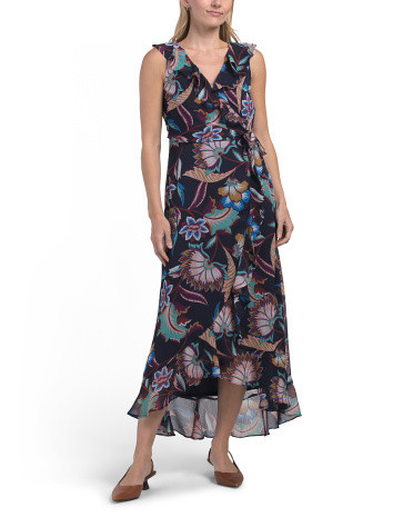 Side Tie Ruffle Wrap Dress | TJ Maxx
