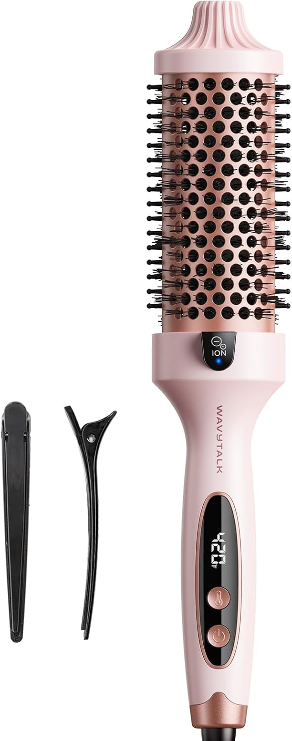 Wavytalk Thermal Brush Blowout Boost Grande, 1.77 Inch Heated Round Brush for Long Hair Blowout, Tourmaline Ceramic Negative Ion Technology Reduce Hair Damage, Dual Voltage Sakura Pink | Amazon (US)