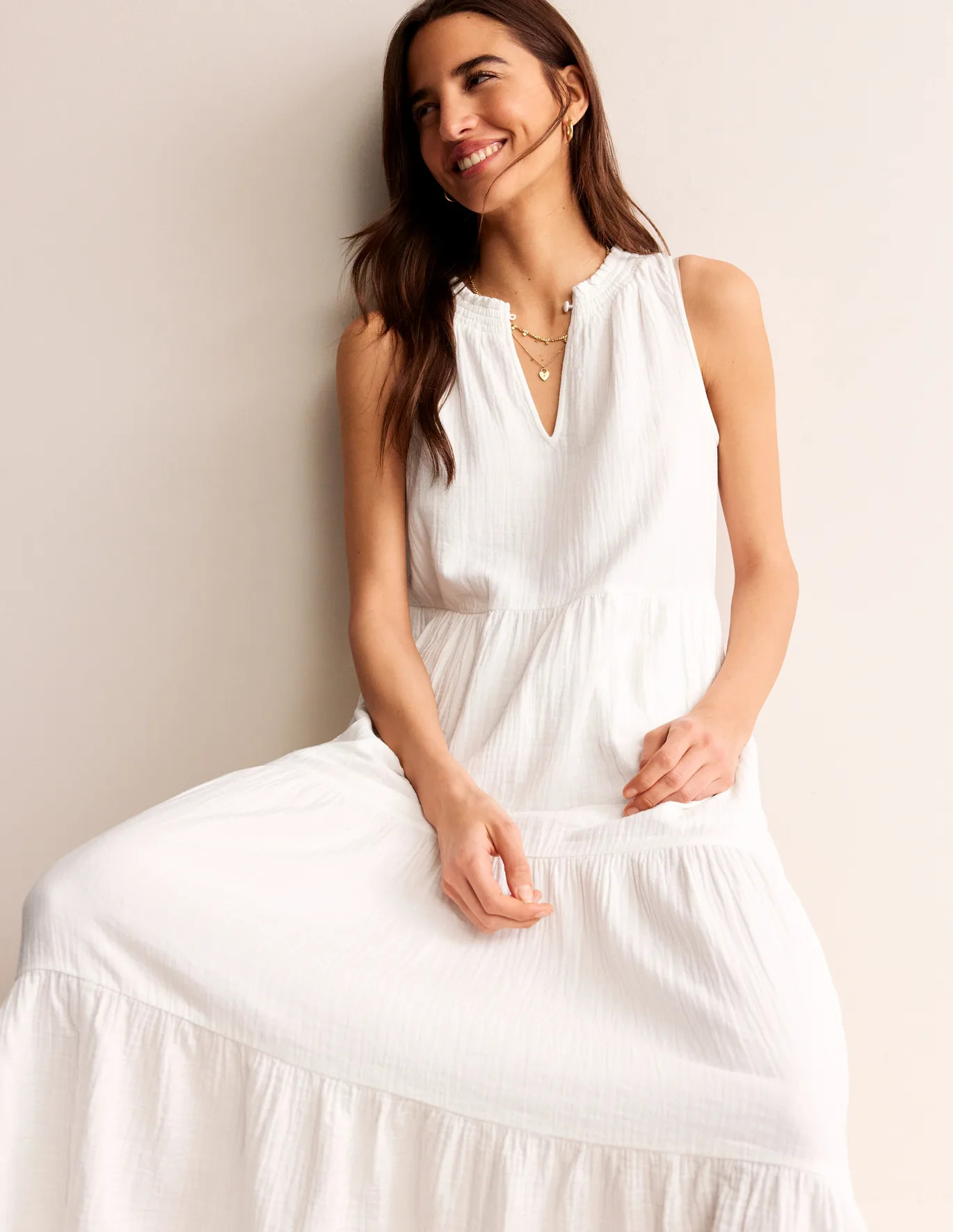 Double Cloth Maxi Tiered Dress | Boden (US)
