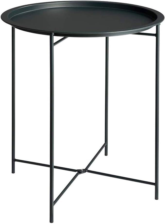 Furnius Folding Tray Metal Side Table, Sofa Table Small Round End Tables, Anti-Rust and Waterproo... | Amazon (US)