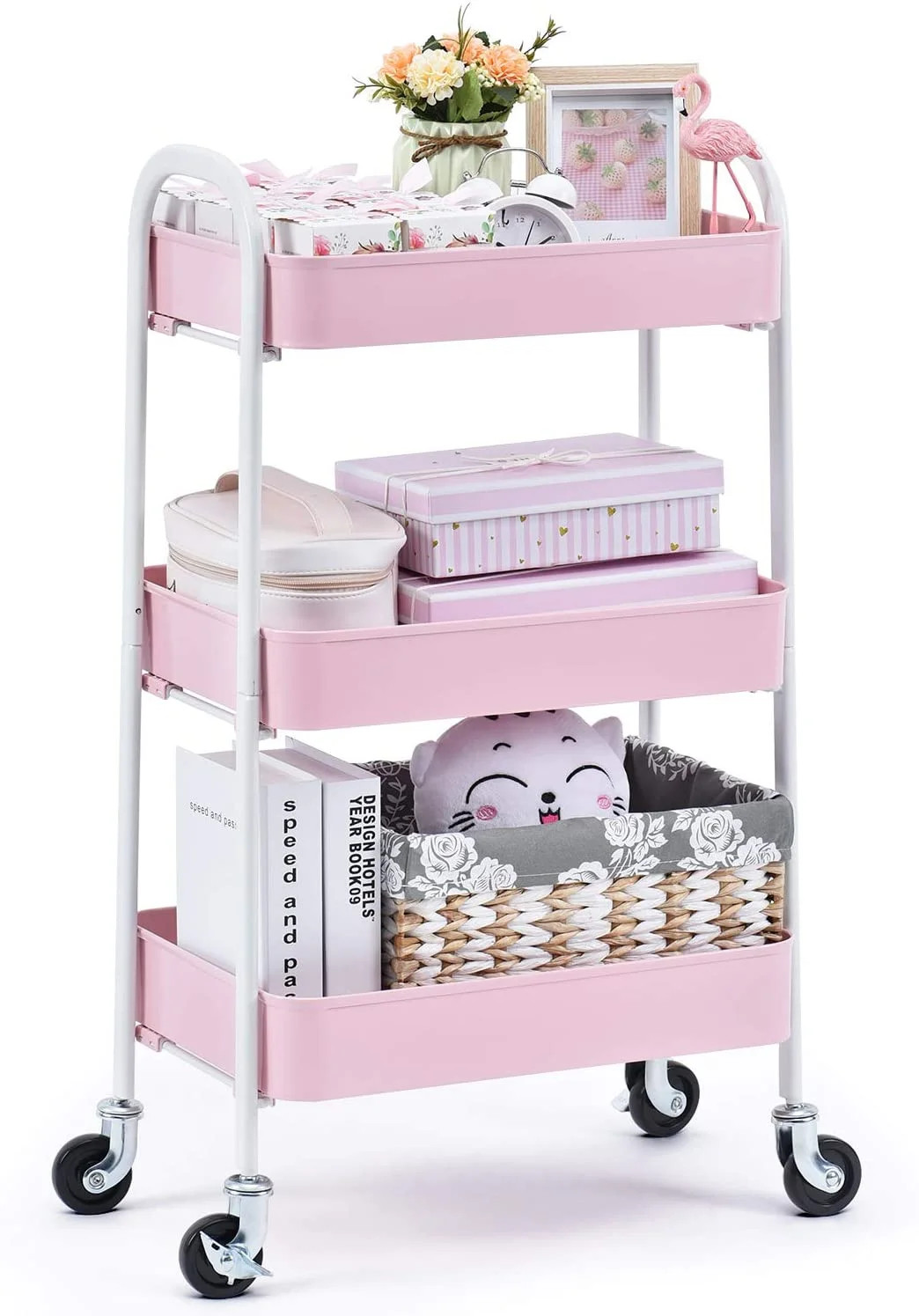 KK KINGRACK 3 Tier Rolling Cart, No Screw Metal Utility Cart, Easy Assemble Utility Serving Cart,... | Walmart (US)