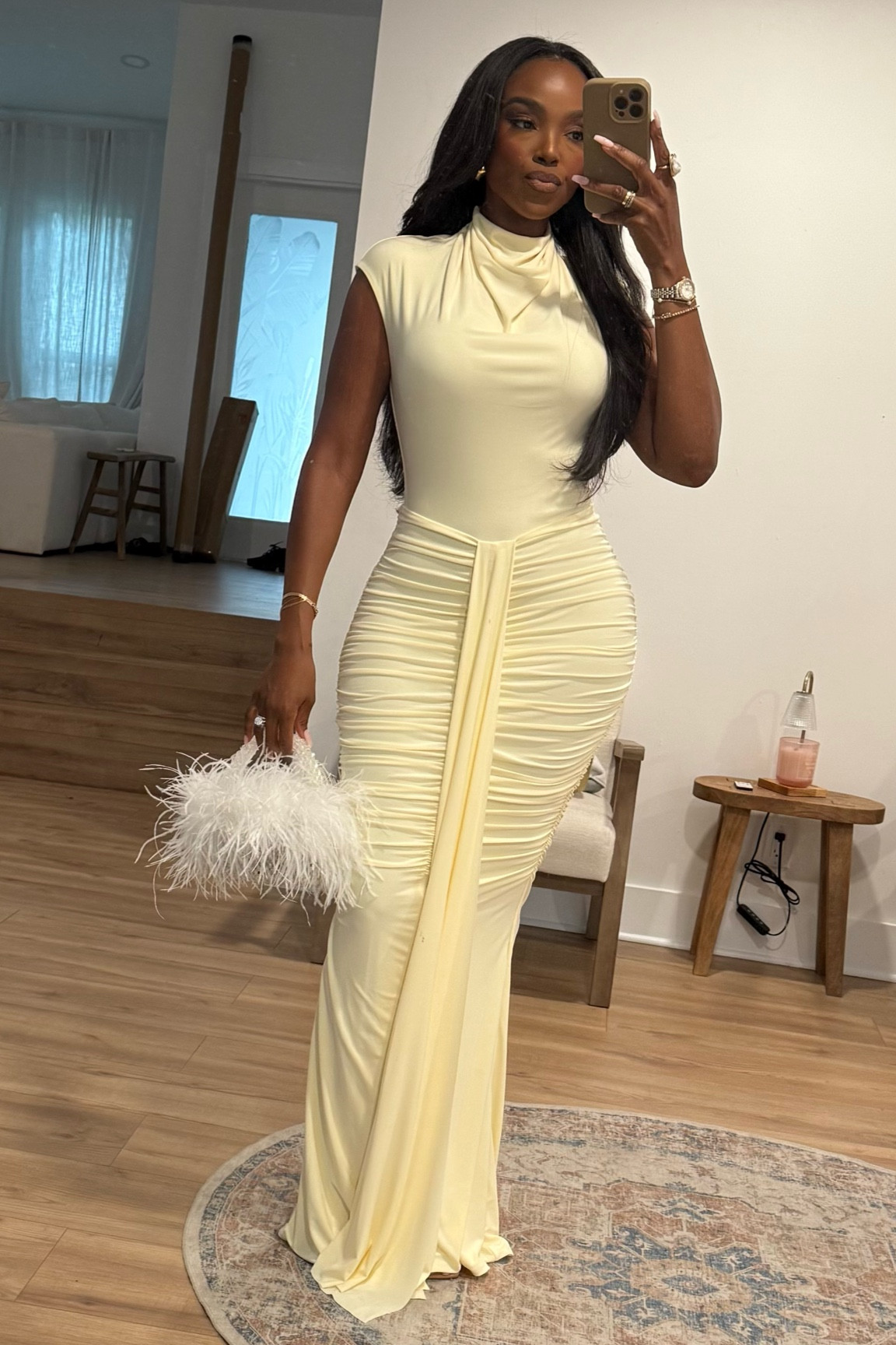 LTK X Beautiful 

Instagram Caption:

✨ Pale yellow is the color of the season, and I’m serving soft elegance in this sleek dinner look! The ruching, the drape, and this feathered moment—giving main character energy all night long. ✨💛

I’m 5’4”, 140 lbs, and wearing a size small for the perfect body-hugging fit.

Would you rock this for a night out? Drop a 💛 in the comments if you’re loving this look!

#DinnerDateStyle #YellowTrend #ElegantStyle #ChicAndClassy #SpringFashion #EveningGlam #OOTDstyle #DateNightGlam #WardrobeInspo #LuxuryAesthetic #FashionForward #Trendsetter #StyleInspo #OutfitIdeas #StatementAccessories #FashionAddict #ChicAndFeminine #SlayTheGram #ExplorePageReady

#LTKPetite #LTKParties #LTKItBag