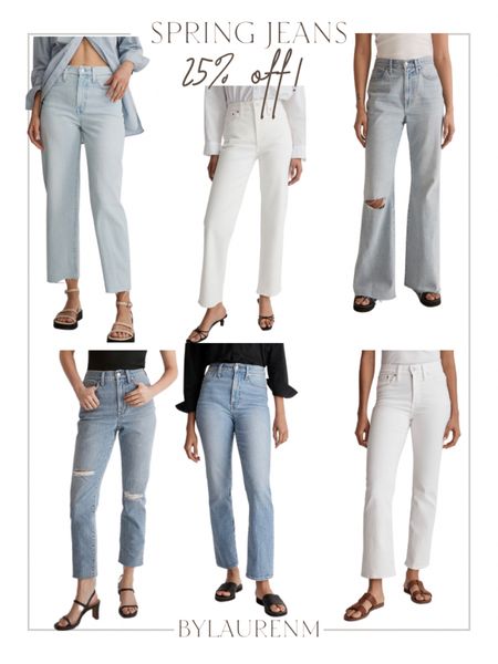 25% off spring jeans. Spring denim. White jeans, wide leg jeans, cropped jean, distressed jeans. 

#LTKunder100 #LTKsalealert