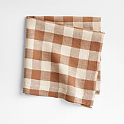 Marin Walnut Brown EUROPEAN FLAX -Certified Linen Buffalo Check Napkin + Reviews | Crate & Barrel | Crate & Barrel