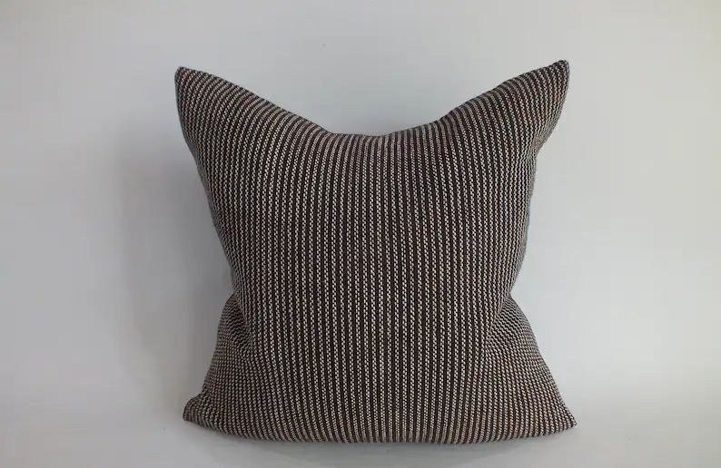 Brown Striped Sofa chair Pillow Cover Fabric decorative cushion Throw Pillows Home decor Ottoman ... | Etsy (US)