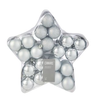 CANVAS Shatterproof Decoration Ball Christmas Ornament Set, in Star Case, Silver, 40-mm, 40-pc | Canadian Tire