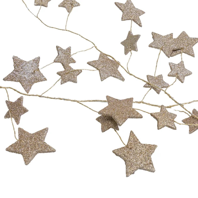Glitter Star Garland, Gold, 6', by My Texas House | Walmart (US)
