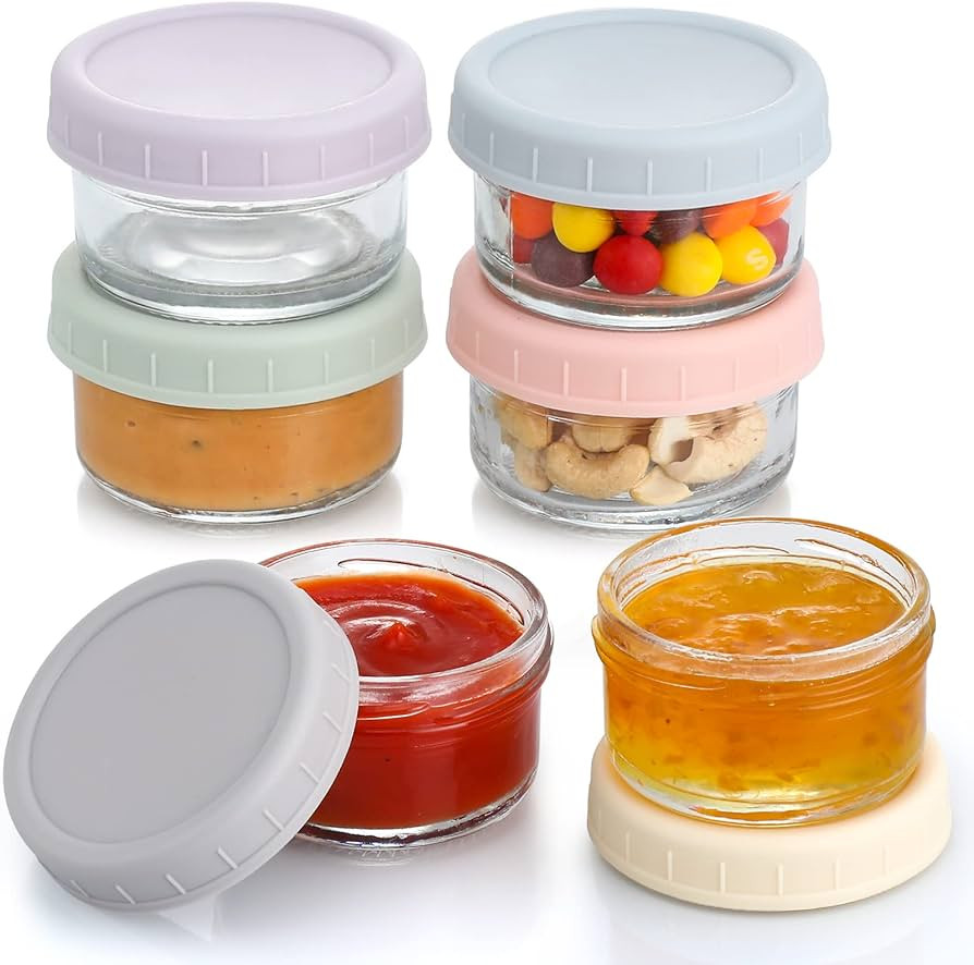 VITEVER [6 Pack] Salad Dressing Container To Go, 2.7 oz Glass Small Condiment with Lids, Dipping ... | Amazon (US)