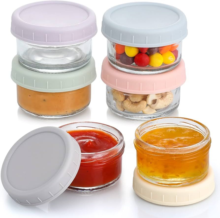 VITEVER [6 Pack] Salad Dressing Container To Go, 2.7 oz Glass Small Condiment Container with Lids... | Amazon (US)