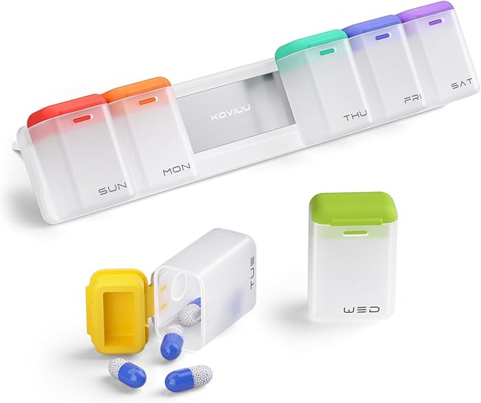 Weekly Pill Organizer Magnetic, Removable Pill Box 7 Day 1 Time a Day, Large Pill Case Travel, We... | Amazon (US)