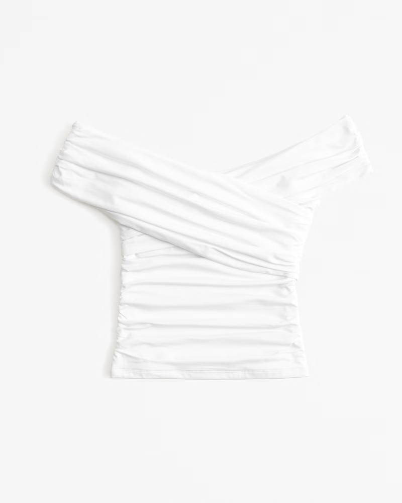 Off-The-Shoulder Ruched Wrap Top | Abercrombie & Fitch (US)