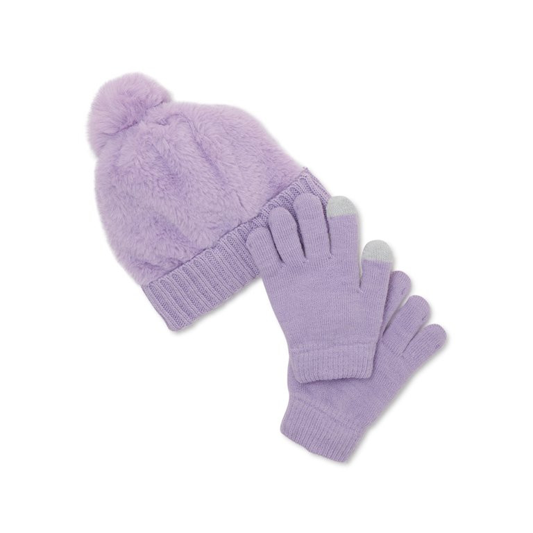 Wonder Nation Girls Beanie and Gloves Set, 2-Piece, One Size Fits Most - Walmart.com | Walmart (US)