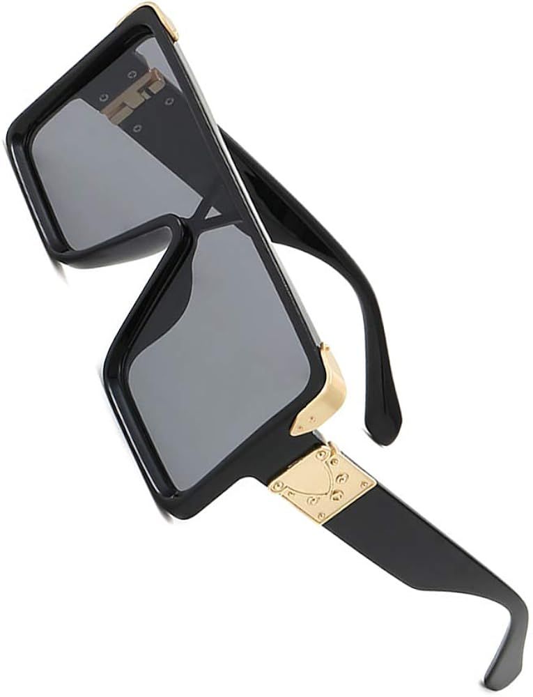 Square Oversized Sunglasses Women - Classic Fashion Style Metal Buckle Design sunglasses | Amazon (US)