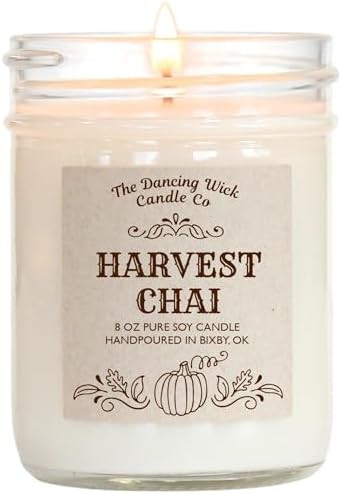 Harvest Chai Cinnamon Scented Fall Candle, Soy Wax, Seasonal Gift, 8 oz Jar | Amazon (US)