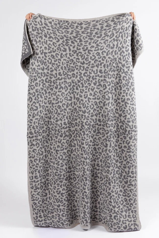 Make Me Believe Dark Grey Small Leopard Print Blanket FINAL SALE | Pink Lily