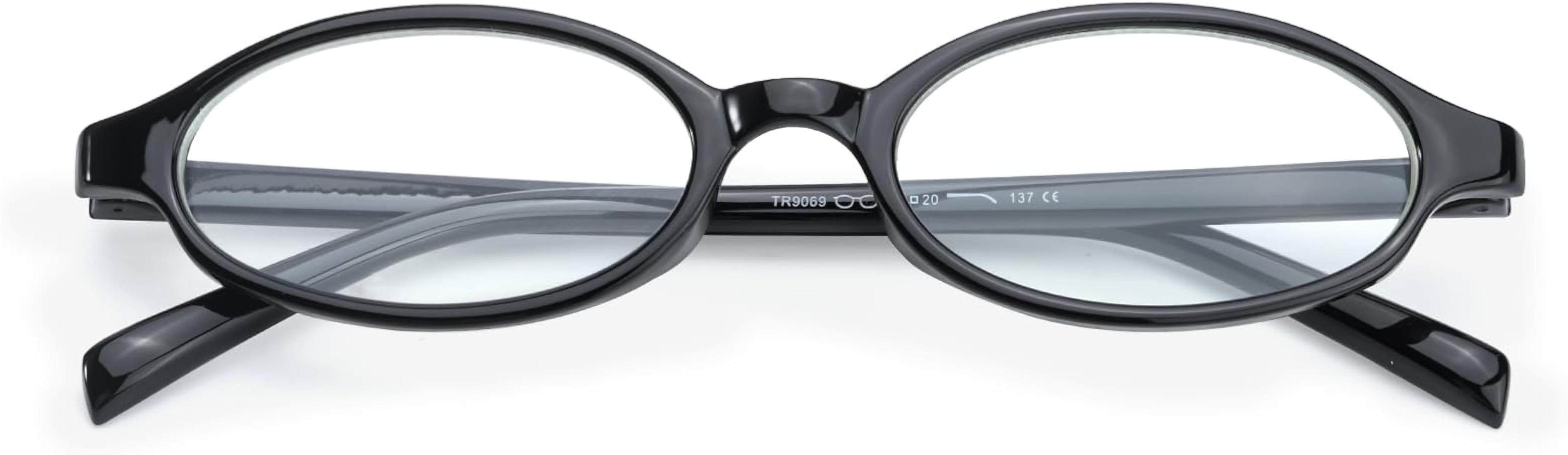 Fashion Fake Glasses Oval Y2k Eyewear Frame Blue Light Non Prescription Glasses for Women Clear C... | Amazon (US)