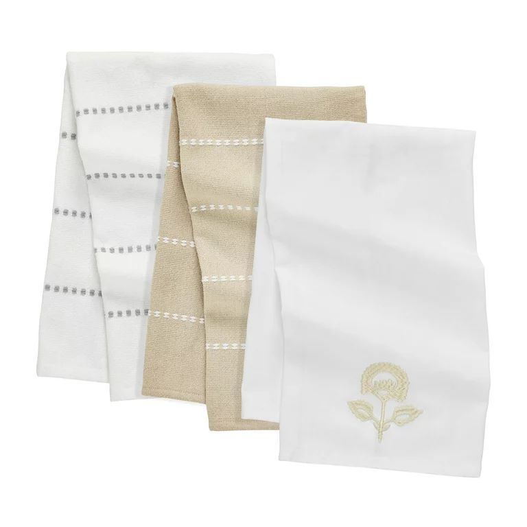 My Texas House Embroidered 16" x 28" Cotton Kitchen Towels, 3 Pieces, White | Walmart (US)