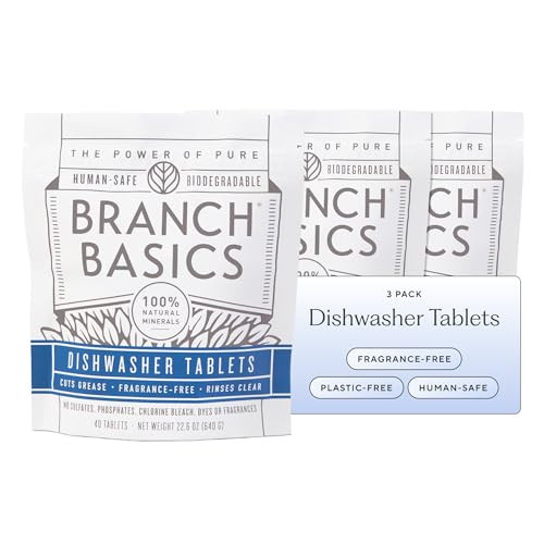 Branch Basics Dishwasher Tablets – 40 Ct, 3 Pack | Plastic-Free, Fragrance-Free, Human-Safe | Delivers a Powerful Clean Without Harsh Chemicals | Amazon (US)