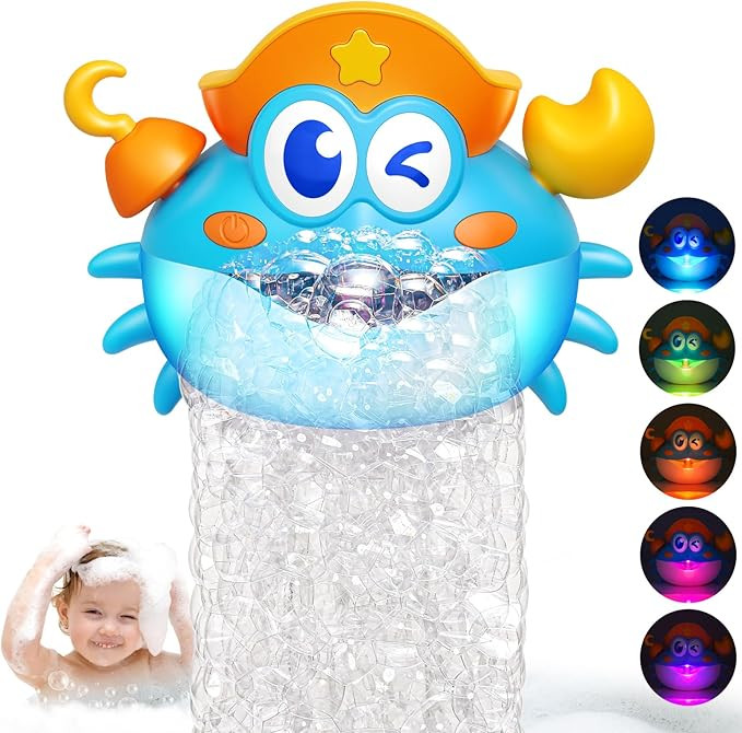 Bath Toys,Crab Baby Bath Toys Light Up Bath Bubble Machine with Colourful RGB Light Great Birthda... | Amazon (US)