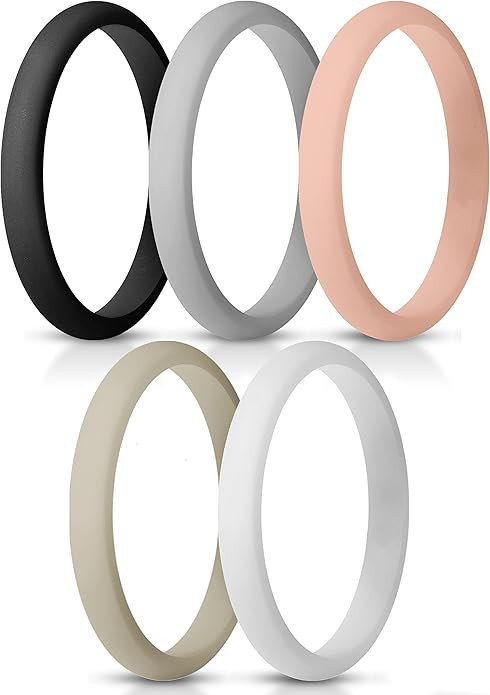 ThunderFit Women's Thin and Stackable - Silicone Rings Wedding Bands - Promise rings 2.5mm Width ... | Amazon (US)