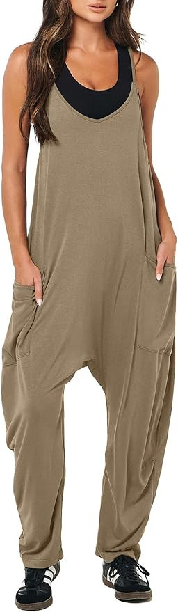 ANRABESS Women's Casual Loose Sleeveless Jumpsuits Adjustbale Spaghetti Strap V Neck Harem Long P... | Amazon (US)