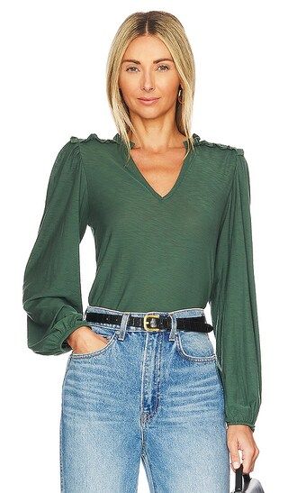 Dolly Smocked Shoulder Top in Evergreen | Revolve Clothing (Global)