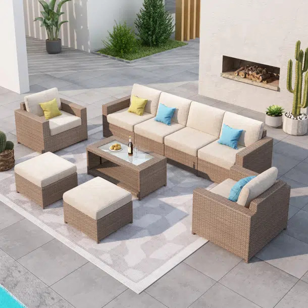 Amberson Fully Assembled 8 - Person Outdoor Seating Group with Cushions | Wayfair North America