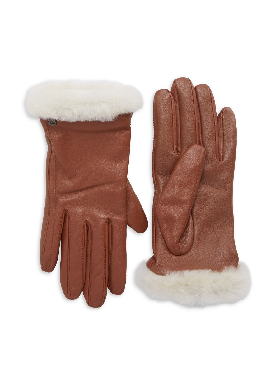 Ugg Women's Leather Shorty Gloves - Chestnut - Size S | Saks Fifth Avenue OFF 5TH