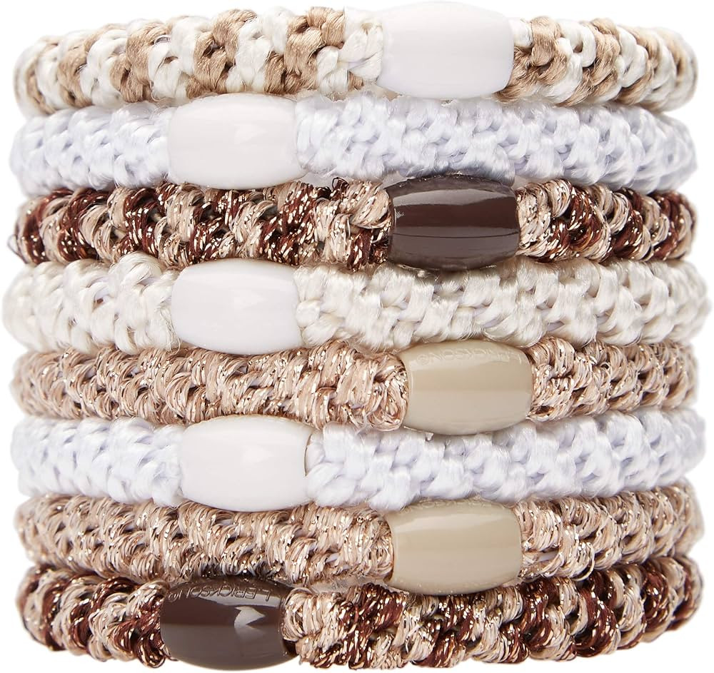 L. Erickson Grab & Go Ponytail Holders - Set of Eight, White Chocolate | Amazon (US)