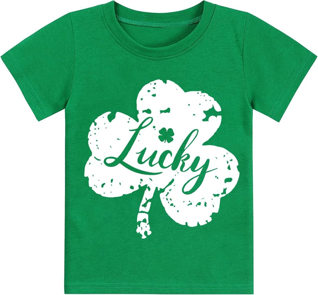 Toddler Boy Girl St Patrick's Day T-Shirt Lucky Clover Short Sleeve Shirts Kid Shamrock Irish Gre... | Amazon (US)