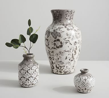 Collette Handcrafted Floral Terra Cotta Vases | Pottery Barn (US)