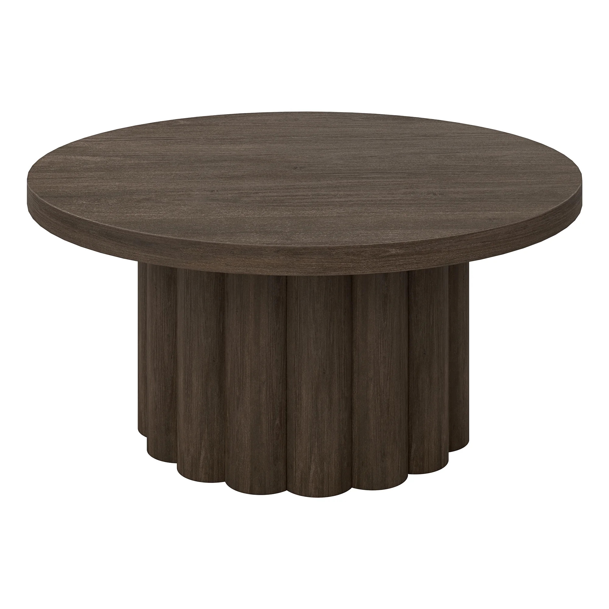 Olie 32" Wide Round Fluted Coffee Table in Brown Oak - Walmart.com | Walmart (US)