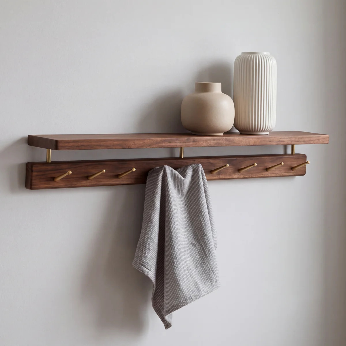 31.5"W 9-hook Slim Black Walnut Wall Hooks | Wayfair North America
