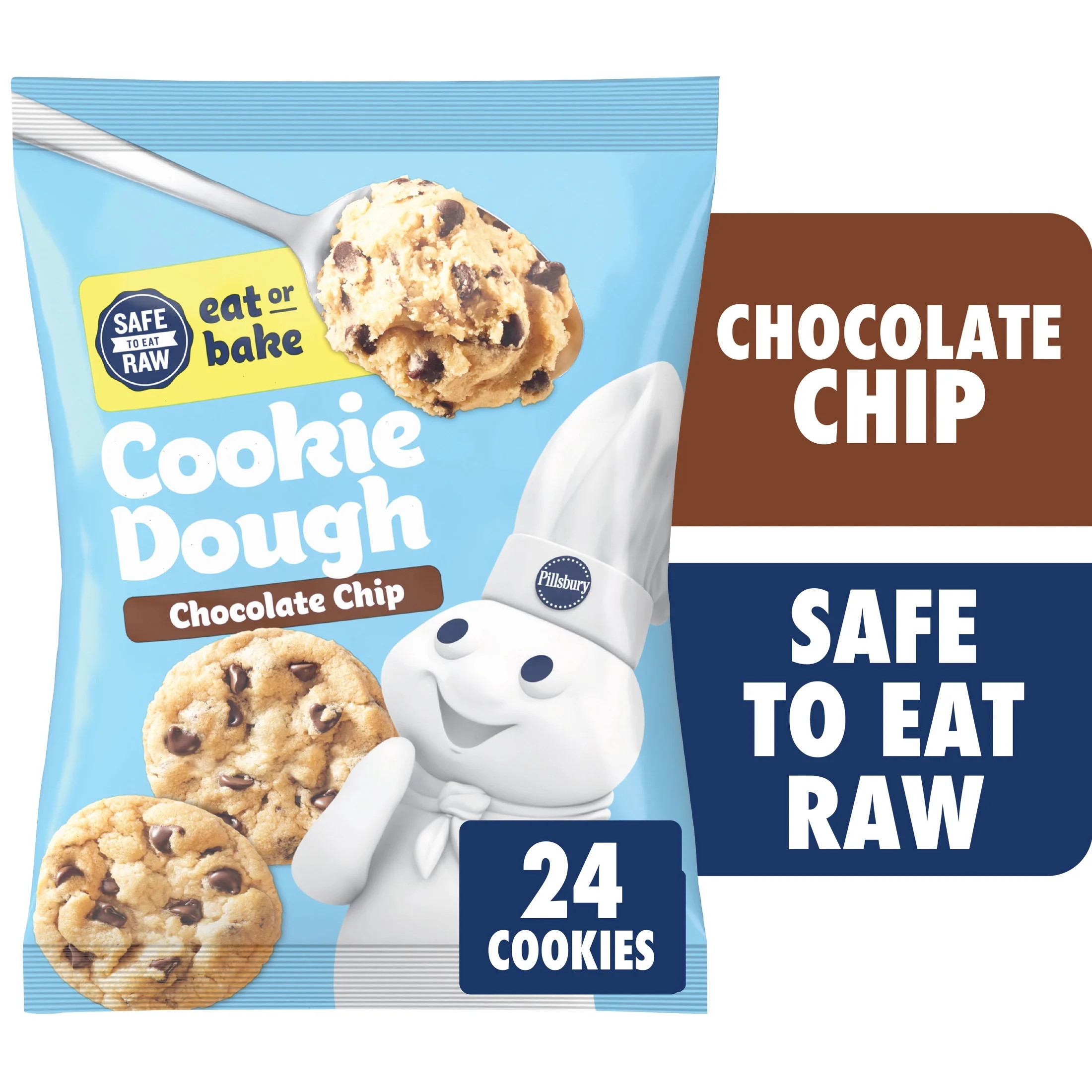 Pillsbury Ready to Bake Chocolate Chip Cookie Dough, Makes 24 Cookies, 16 oz | Walmart (US)