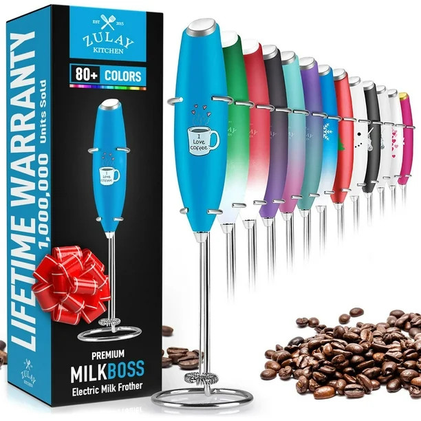 Zulay Kitchen High Powered Milk Frother Foam Maker for Lattes Matcha Frappe & More - Blue I Love ... | Walmart (US)