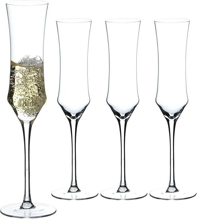 BACLIFE Hand Blown Crystal Champagne Flutes, Sparkling Champagne Glasses Set of 4, 7 oz | Amazon (US)