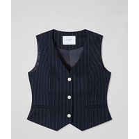 Baxtor Petite Blue & Navy Wool Pin Stripe Waistcoat, Navy | L.K. Bennett (UK)
