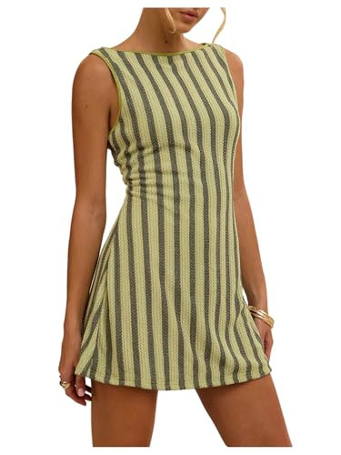 GORGLITTER Women's Crochet Vacation Summer Mini Dress Sundresses Boho Beach Hawaiian Party Club Graduation Sun Dress Green Small | Amazon (US)