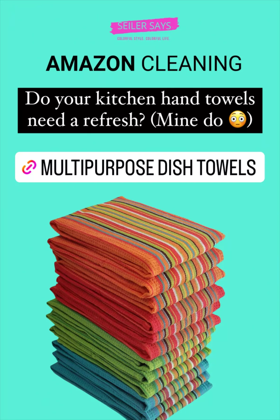  Kitchen Dish Towels Salsa Stripe - 100% Natural