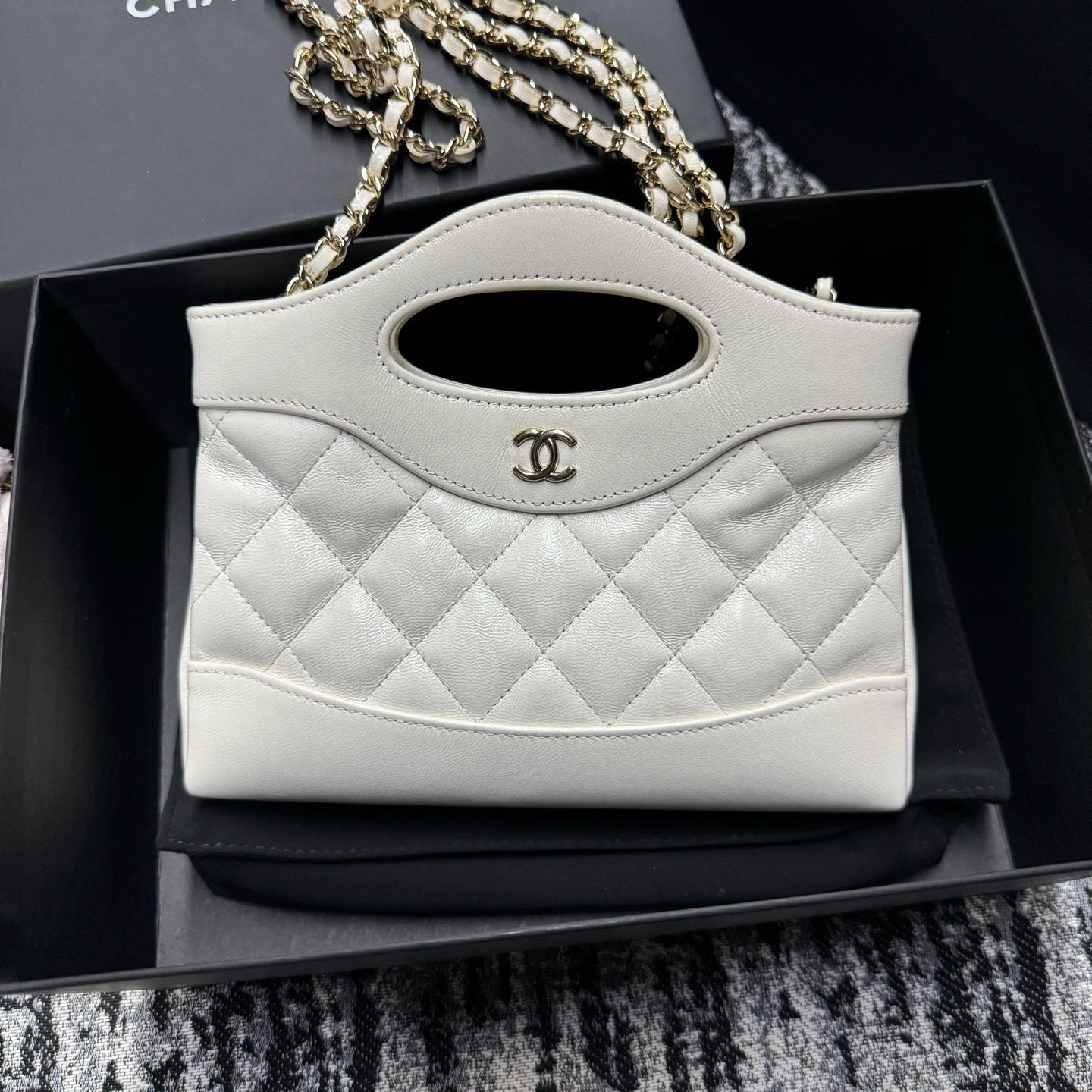 Chanel 31 Nano Lambskin Tote Bag White Gold Excellent | eBay | eBay US