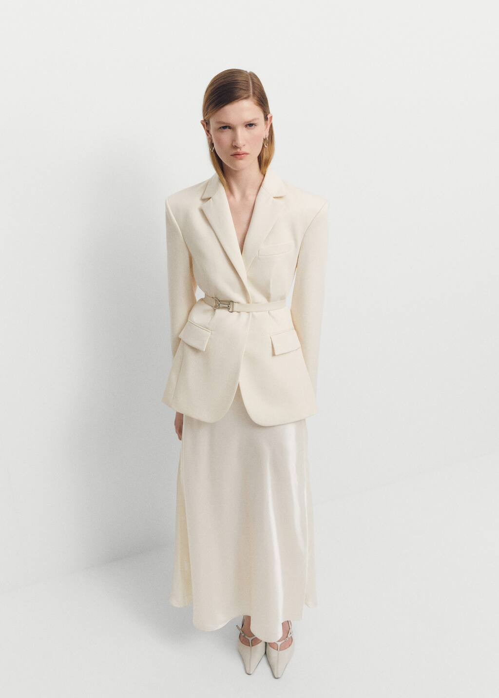 Belt structured blazer -  Women | Mango USA | MANGO (US)