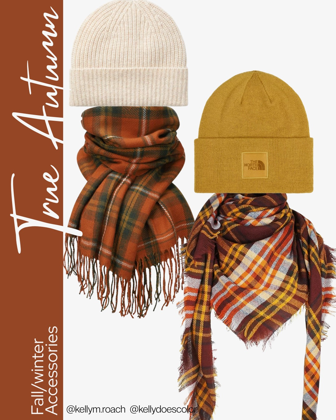 Fall and winter accessories for the True Autumn palette! This is your season! Fully warm tones, super earthy, keep your colors a part of your outerwear! 

 #LTKSeasonal #LTKOver40 #LTKStyleTip