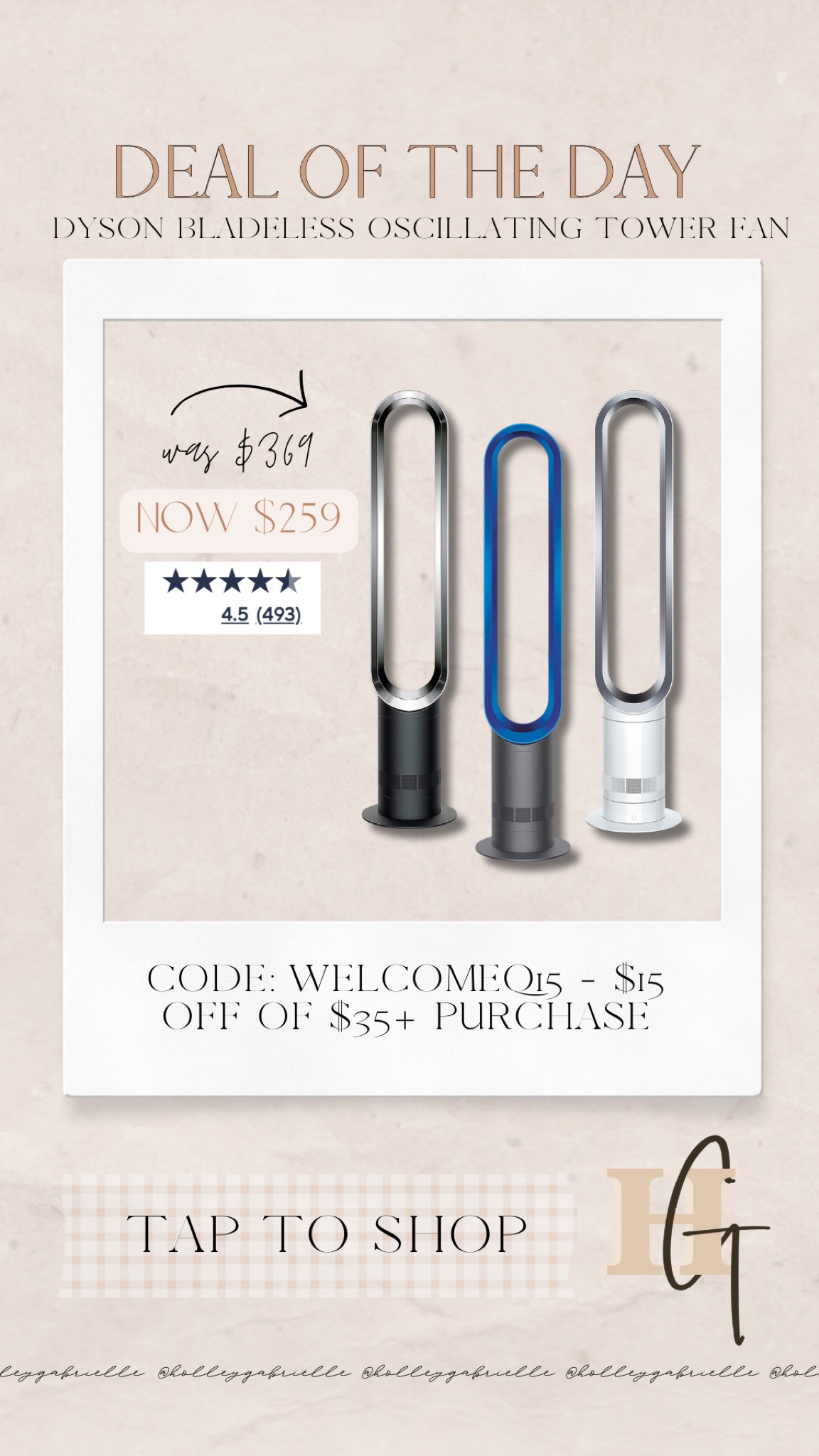 Our new bladeless gym fan is on MAJOR sale today only at @qvc — ✨💨 I have wanted one of these @dyson fans for YEARS and it’s truly so worth it!!!! 😍 normally retails for $369 but today ONLY it’s $259 — comes in 3 colors!! new customers can use code: WELCOMEQ15 for $15 off! #ad #LoveQVC #liketkit

deal of the day / home / Holley Gabrielle / 

#LTKFitness #LTKHome #LTKSaleAlert