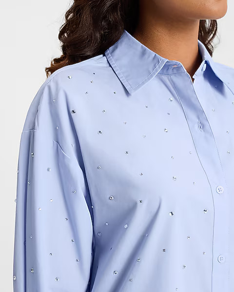 Embellished Boyfriend Portofino Shirt | Express
