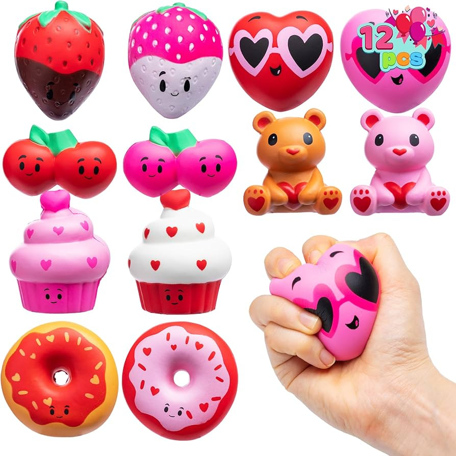 JOYIN 12 Pcs Valentine's Day Slow Rising Squishy Toys or Stress Relief Squeeze Toys for Valentine... | Amazon (US)