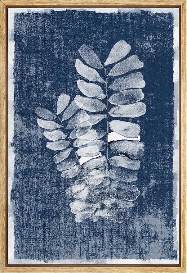 MUDECOR Framed Canvas Print Wall Art Faded White Fern Leaf Nature Wilderness Illustrations Modern... | Amazon (US)