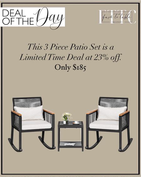 Deal of the Day. Follow @farmtotablecreations on Instagram for more inspiration.

This three piece rocker set is such a great deal. Currently on sale for only $184.49. 

Outdoor furniture, bistro set. Patio finds. Outdoor home finds. Affordable Amazon Finds. Amazon Home  

#LTKSaleAlert #LTKSeasonal #LTKHome