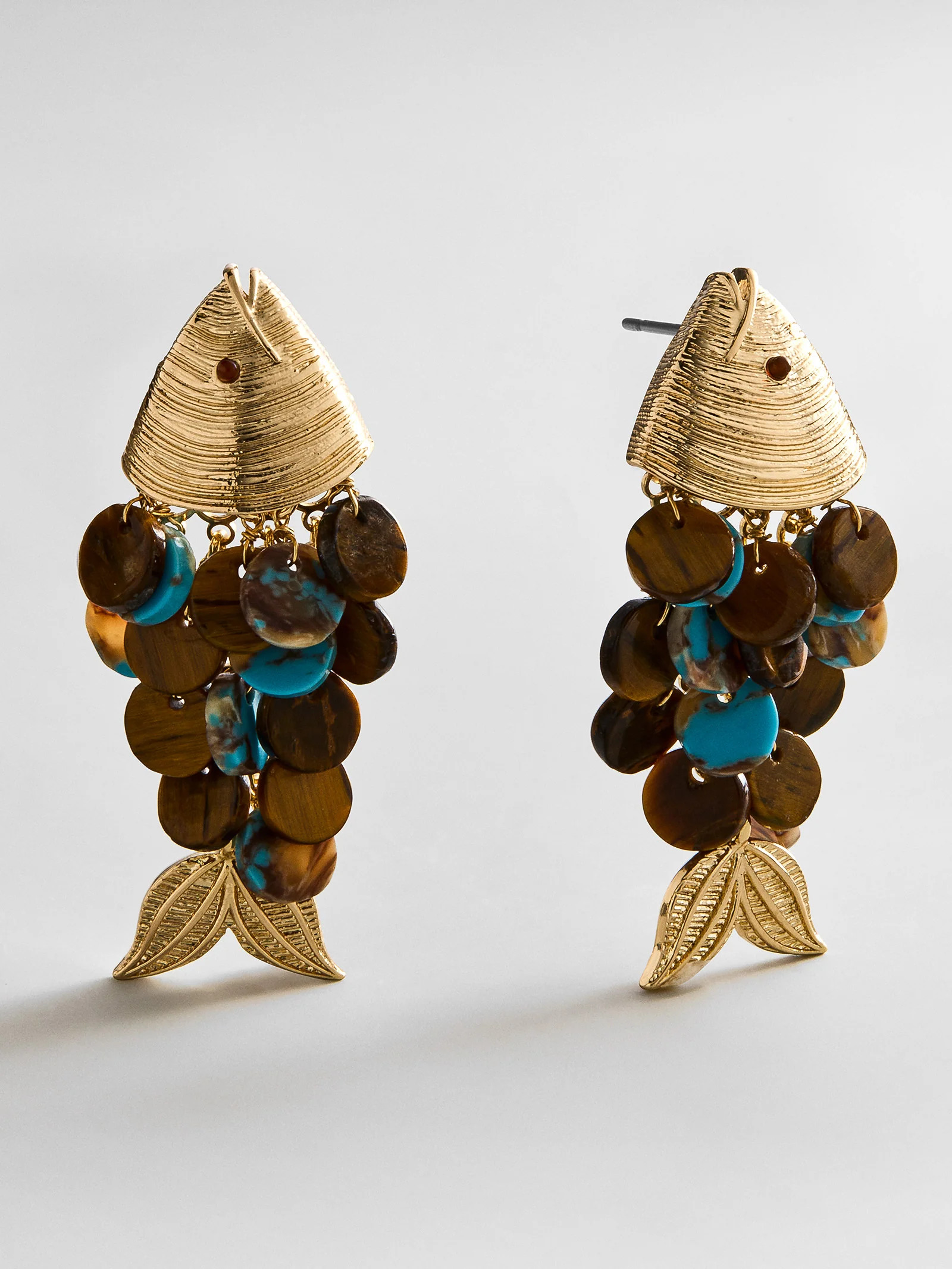 Ripple Effect Fish Earrings - Gold/Tiger’s Eye | BaubleBar